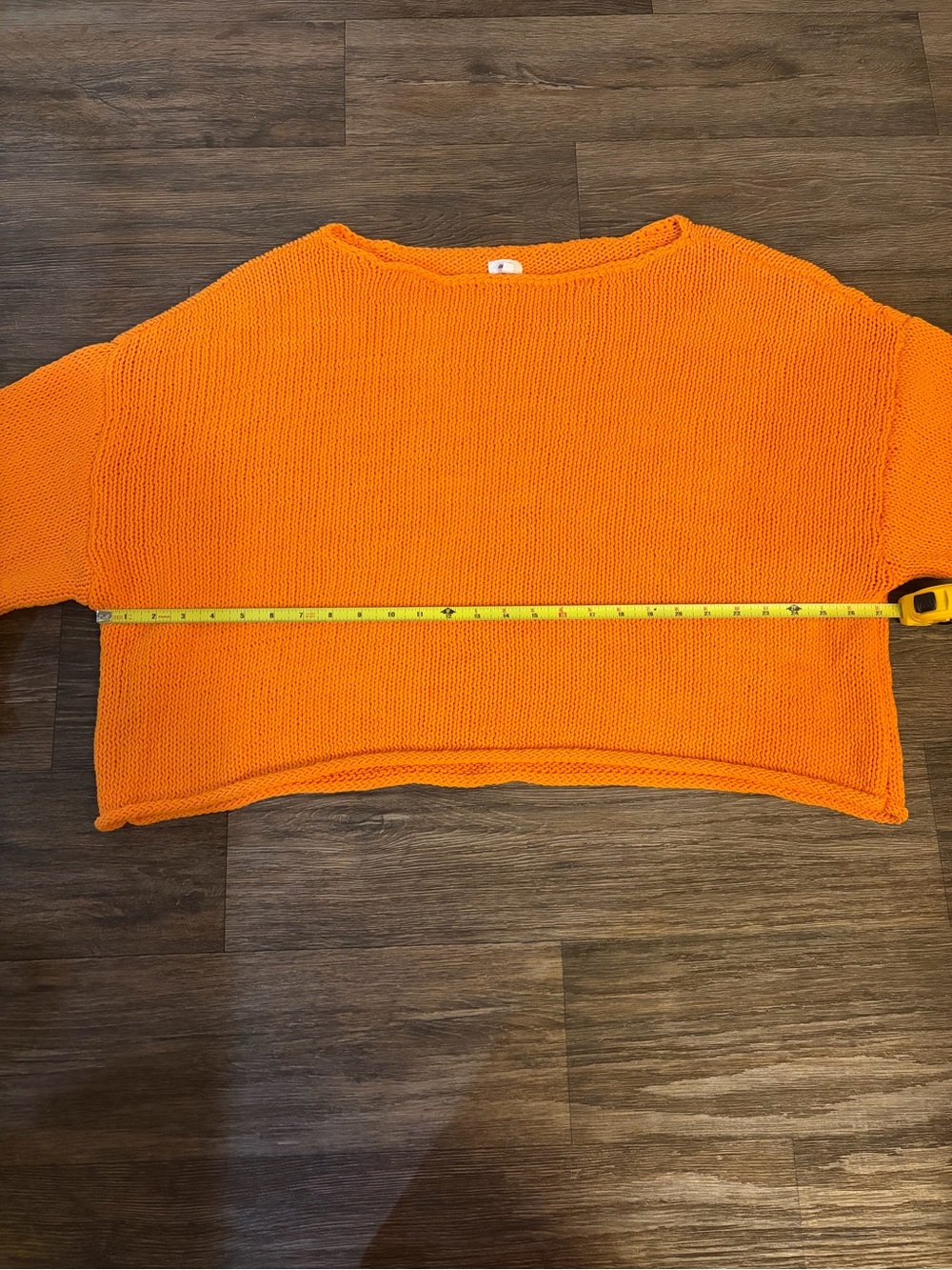 Women's Aerie Loose Knit Cropped Off the Shoulder Sweater in Orange Pop Size XXL - Picture 6 of 7